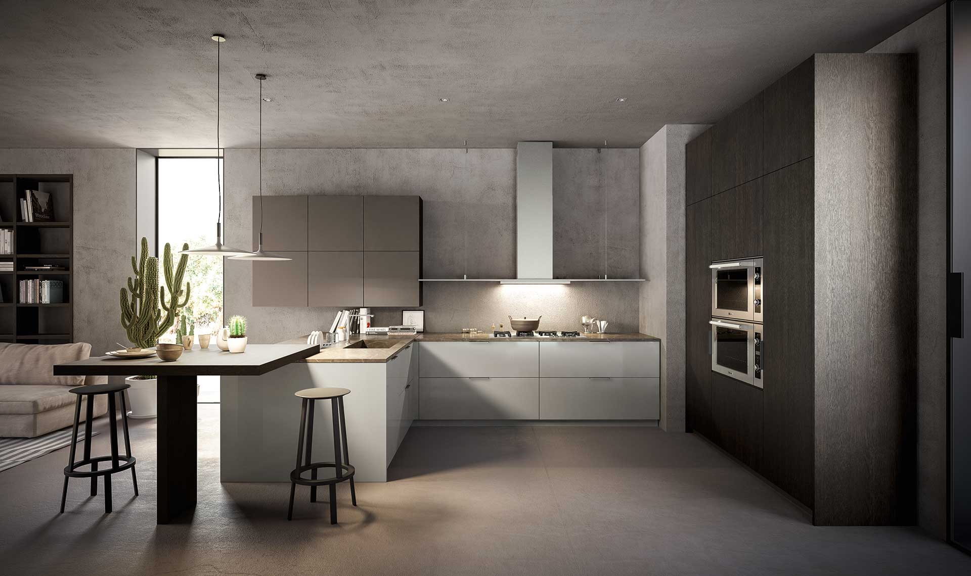 cucina con penisola grande